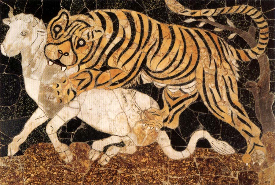 unknow artist Tiger Attacking a Bull